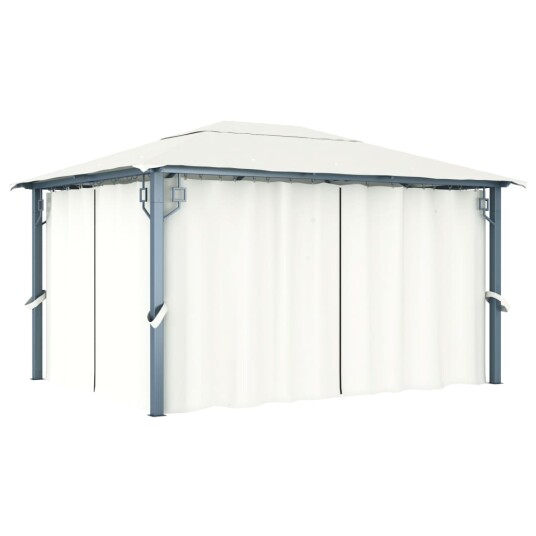 vidaXL Paviljong med gardin 400 x 300 cm kremhvit aluminium vidaXL Paviljong med gardin 400 x 300 cm kremhvit aluminium