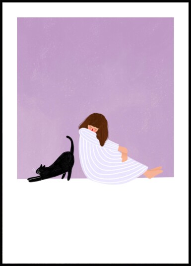 Girl and Cat Plakat / 50x70