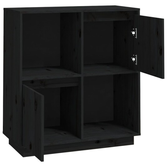 vidaXL Skjenk svart 74x35x80 cm heltre furu