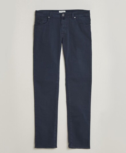 Jacob Cohën Bard Garment Dyed Gabardine Trousers Navy Blue