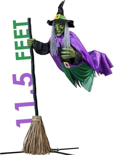 Halloween Animert Heks med Lyd- og Lyssensor 180 cm