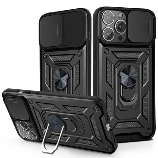 INCOVER iPhone 13 Pro Håndverker Deksel med Magnetisk Stativ & Cam Slider - Svart