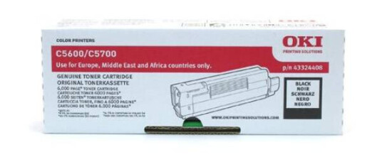 OKI C 5600/5700 BK lasertoner - 43324408 Original - Svart 6000 sider OKI C 5600/5700 BK lasertoner - 43324408 Original - Svart 6000 sider