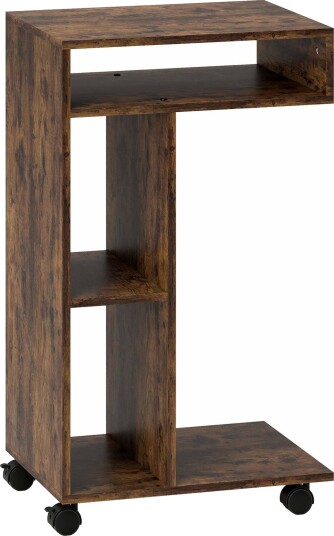 C formet rullebord 3 hyller rustikk brun