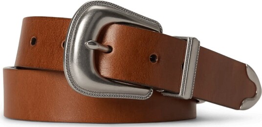 Polo Ralph Lauren Leather Dnm Wstrn Bt Blt Med   TAN   34