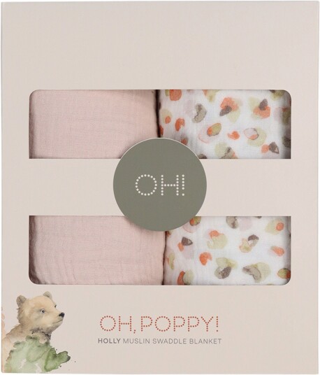 Oh Poppy! Holly Musselin Teppe 2-Pack Fresh Vanilla/ Powder Pink
