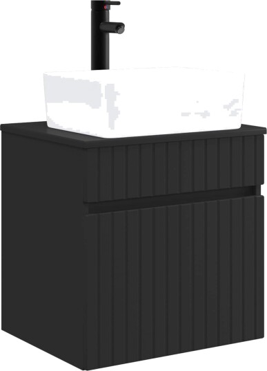 Vegghengt servantkommode Svart 49 x 41 x 63 cm Konstruert tre Vegghengt servantkommode Svart 49 x 41 x 63 cm Konstruert tre