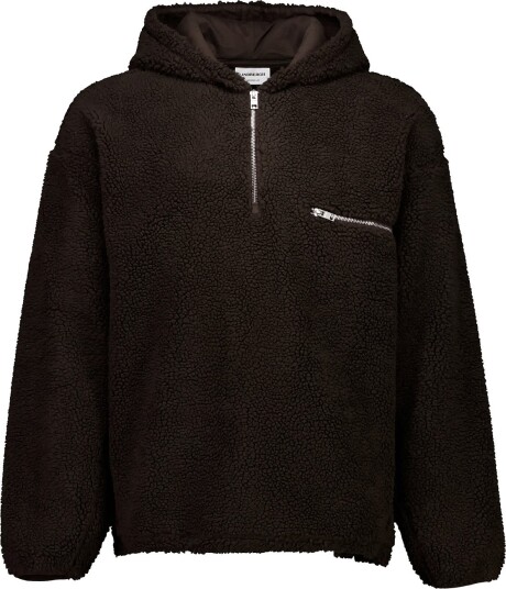 Lindbergh Half Zip Pile Hoodie DK BROWN XXL