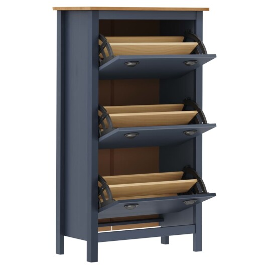 vidaXL Skoskap Hill gr? 72x35x124 cm heltre furu vidaXL Skoskap Hill gr? 72x35x124 cm heltre furu