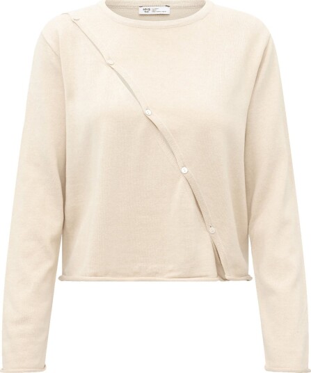 Mango Teen Knit Cardigan With Opening Detail   Beige   XS