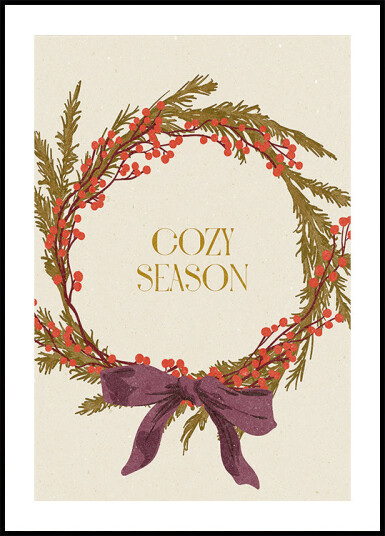 Cozy Season. Christmas wreath with bow Plakat Plakat / 50x70cm