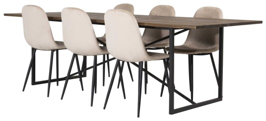 Venture Design Padang & Polar spisegruppe Natur/beige 6 st stoler & bord 250 x 100 cm