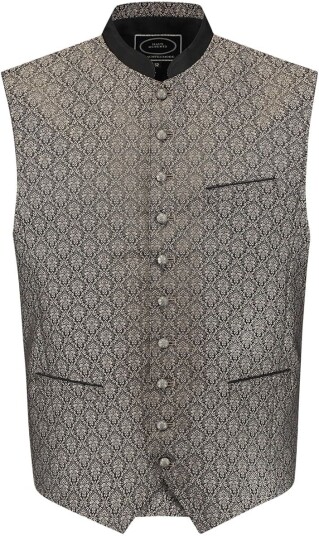 Haus Huberts V.O.F Trachten Vest Leopold Taupe Jacquard 52