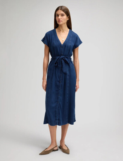 Lee Jeans Belted Midi Dress   Navy   M x 00