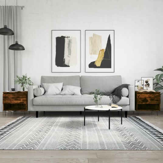 Salongbord 2 stk røkt eik 50x46x50 cm konstruert tre 8721012112308