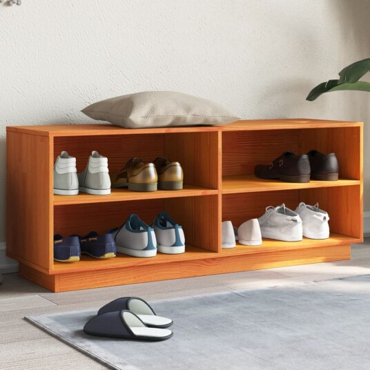 TV-benk voksbrun 110x34x45 cm heltre furu TV-benk voksbrun 110x34x45 cm heltre furu