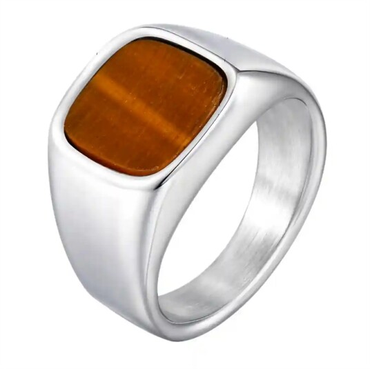 Herre ring i rustfritt stål med Tiger Eye stein 13 cm Herre ring i rustfritt stål med Tiger Eye stein 13 cm