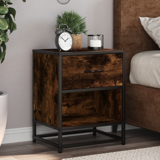  Nattbord 2 stk røkt eik 40x31x50 cm konstruert tre 8721102837487