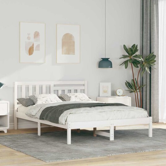  Sengestamme med hodegjerde Hvit 120 x 190 cm Heltre furu