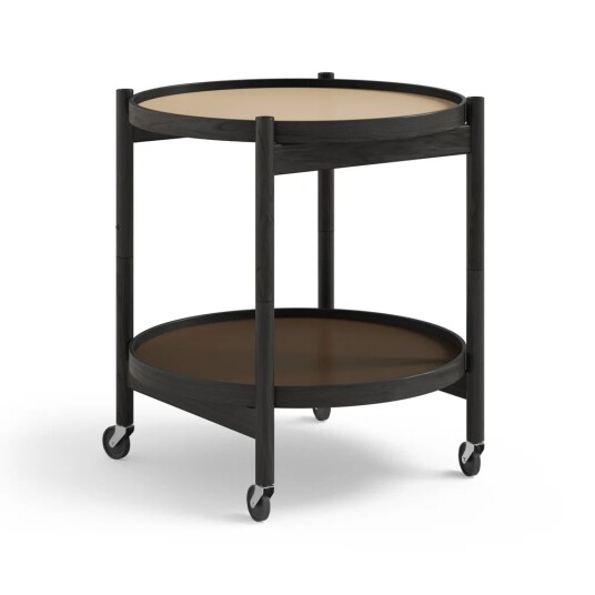 Brdr. Krüger Bølling Tray Table model 50 rullebord earth, sortlakkert eikestativ Brdr. Krüger Bølling Tray Table model 50 rullebord earth, sortlakkert eikestativ