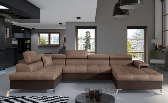 Seksjon Eltap Eduardo 337x205x88 cm Monolith 09 Monolith 29 Mørk Beige Brun Venstre
