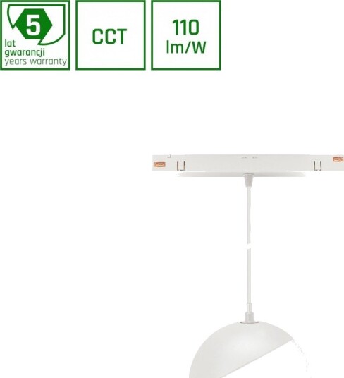 5W Ø10cm 48V skinnespot til magnetskinne CCT 85cm høy sort 48V DC Dimbar : Ikke dimbar Kulør : CCT Varm til Kald Hvit