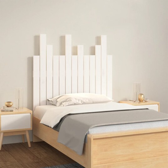vidaXL Veggmontert sengegavl hvit 82,5x3x80 cm heltre furu