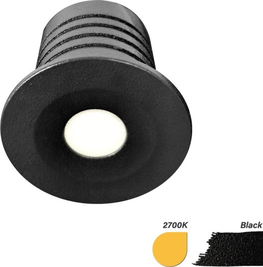 EcoDim ED-10106 LED-mini-downlight Ø28 mm IP67 2700K sort