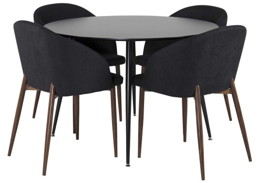 Venture Design Silar & Arch spisegruppe Svart/svart 4 st stoler & bord 100 cm