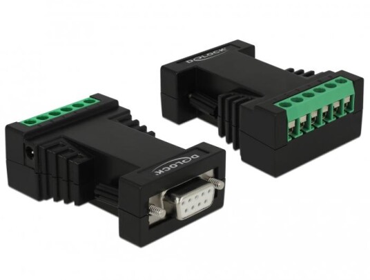 Delock Converter 1 x Serial RS-232 to 1 x Serial RS-422/485 with ESD protection 15 kV surge protection 600 W and 2.5 kV isolation extended temperature