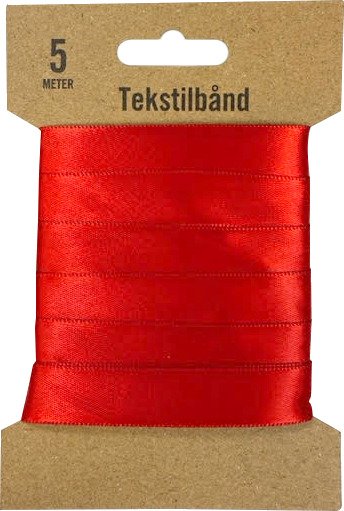 Tekstilbånd blank 5m x 2cm rød