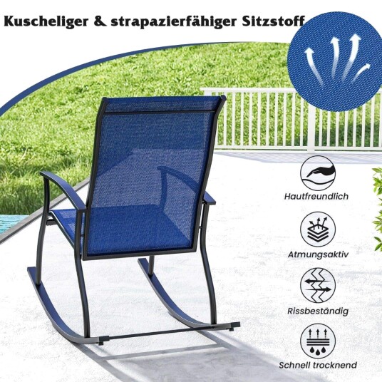 Gyngestolsett ergonomisk og pustende marineblå og svart