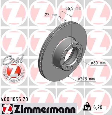 Bremseskive ZIMMERMANN 400.1055.20