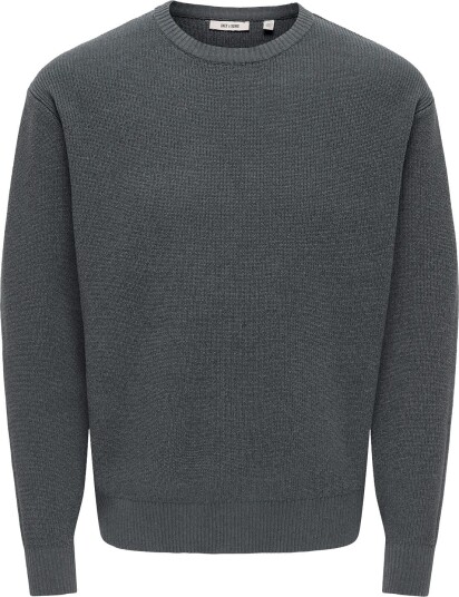 ONLY & SONS Onsrodger Rlx Crew Neck Knit   Grey   XS