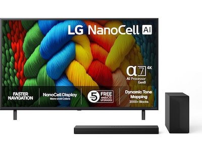 LG 43" NANO80 AI 4K NanoCell Smart-TV (2025) + Soundbar LG 43" NANO80 AI 4K NanoCell Smart-TV (2025) + Soundbar