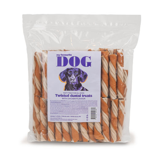 Dental Twisted Stick Kyllingesmak 100 Pakning Hund Hundesnacks My Favourite Dog
