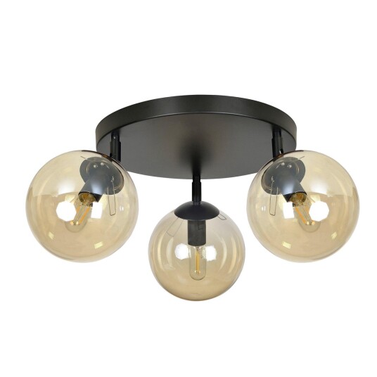 Emibig Tofi taklampe rund 3 lys - Svart/Amberfarget