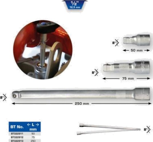 Brilliant Tools 1/2" Firkantpiper Forlengelse 250 mm 390 g
