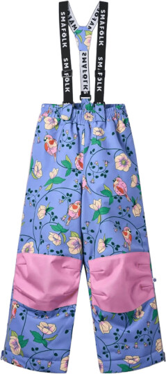Småfolk Ski Pants With Birds And Flowers Purple 7 8