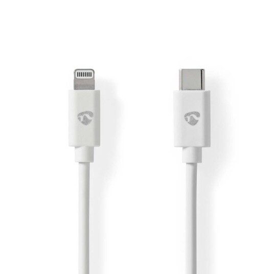 Nedis Lightning Kabel | USB 2.0 | Apple Lightning 8-Pinners | USB-C™ Hann | 480 Mbps | Nikkel belagt | 2.00 m | Rund | PVC | Hvit | Label