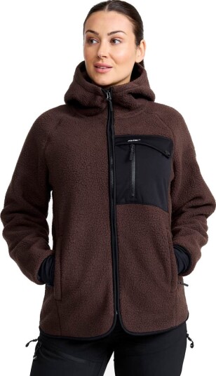 Revolutionrace Sherpa Hoodie Dame Seal Brown S Dame Overdeler Fleece & midlayers