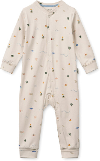 Liewood Birk Grow Printed Pyjamas Jumpsuit Beige 50/56