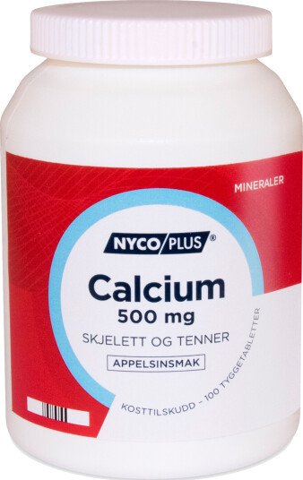 Nycoplus Calcium 500 mg Appelsin 100 tyggetabletter Nycoplus Calcium 500 mg Appelsin 100 tyggetabletter