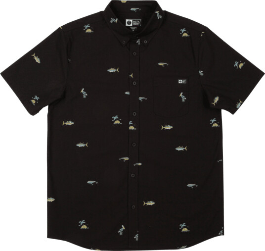 Salty Crew Men's Markets Ss Woven S , Black/Gold Salty Crew Men's Markets Ss Woven S , Black/Gold