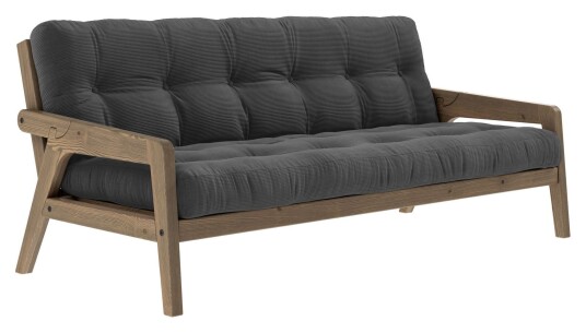 Karup Design Grab Sovesofa, Brunlakkert furu, Charcoal fløyel 1727941-09-0 1727941-01-0