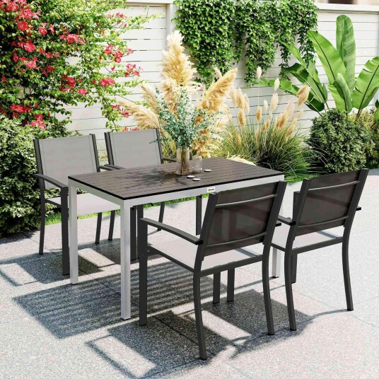 Hagebord aluminium 120x70 cm værbestandig balkongbord med trelook sklisikre buffetbord campingbord for 4 6 personer terrassebor Hagebord aluminium 120x70 cm værbestandig balkongbord med trelook sklisikre buffetbord campingbord for 4 6 personer terrassebor