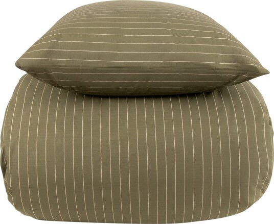 Nordstrand Home Dobbelt sengetøy 200x220 cm   100% bomull   Grønn med sandfargede striper