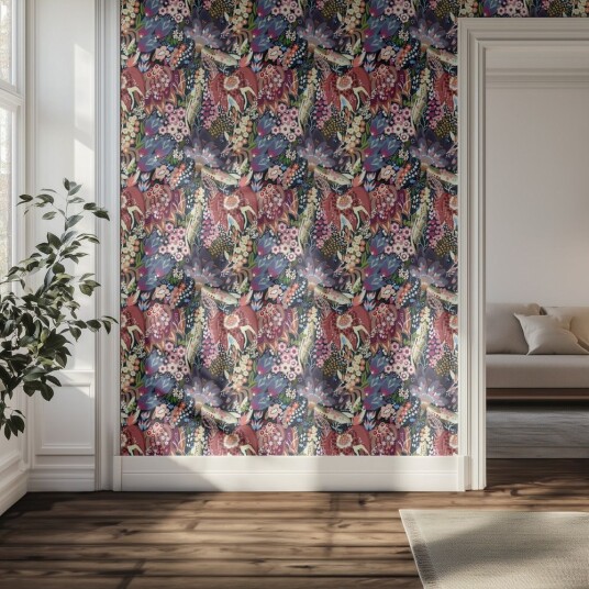 Tapet – Fargerikt blomstermønster