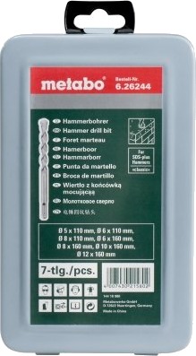Metabo 626244000 Rotasjons Hammer Drill Bit Set Høyrehåndsrotasjon Betong Murverk Naturstein Karbid Sds Plus