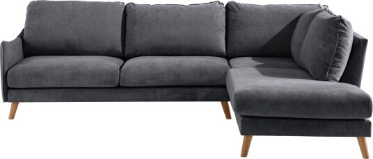 Trend Lyx Sjeselongsofa Høyre Mørkegrå/Eik